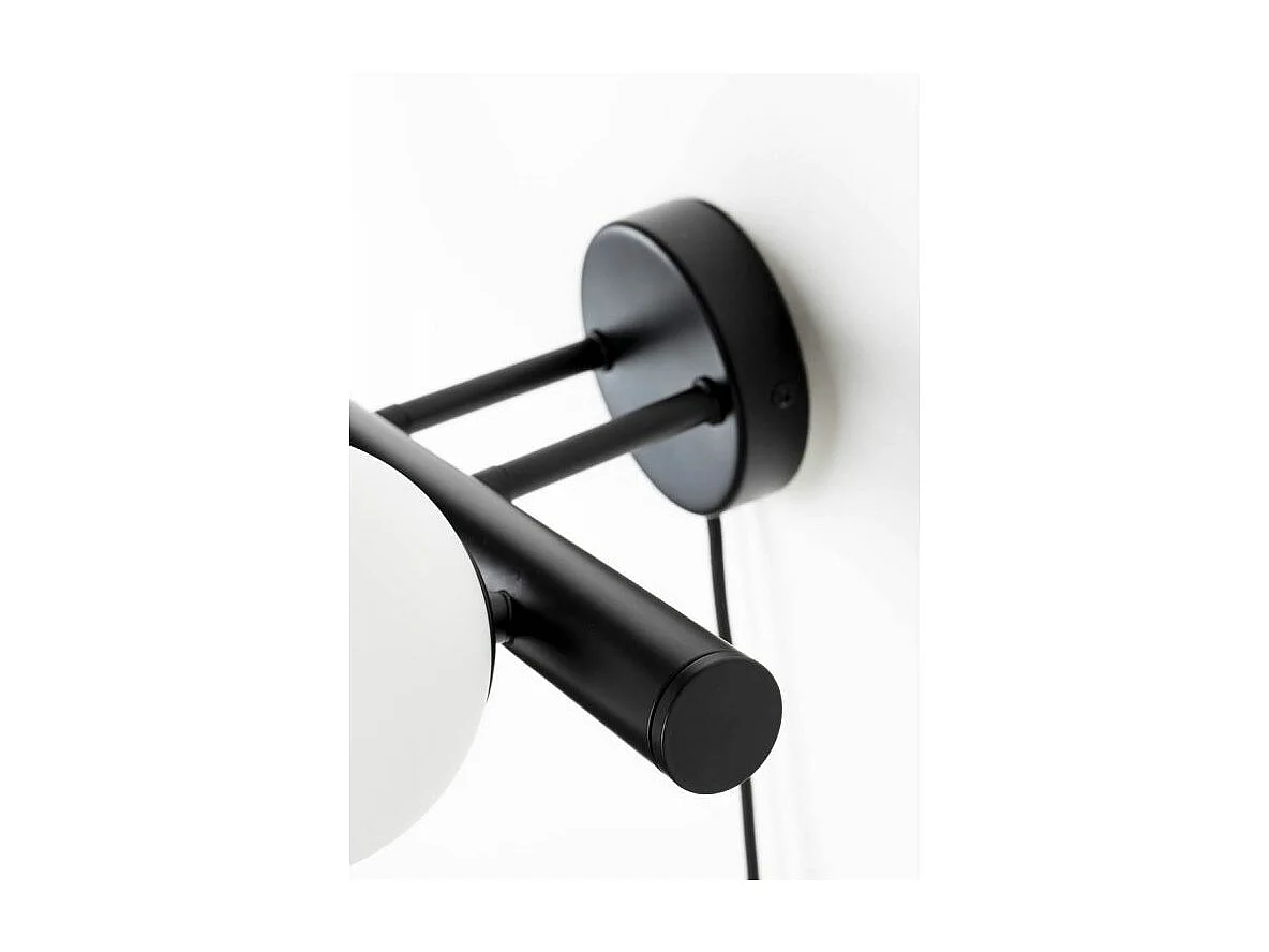 Applique design noir mat 3 boules de verre - Boite à design