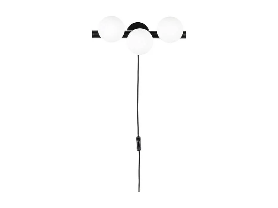 Applique design noir mat 3 boules de verre - Boite à design