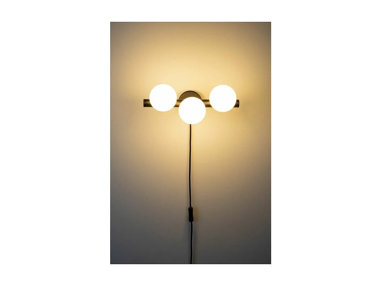 Applique design noir mat 3 boules de verre - Boite à design