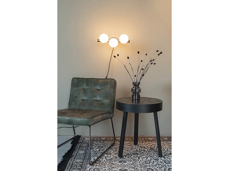 Applique design noir mat 3 boules de verre - Boite à design