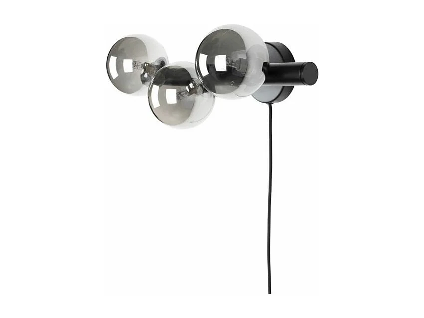 Applique design noir mat 3 boules de verre - Boite à design