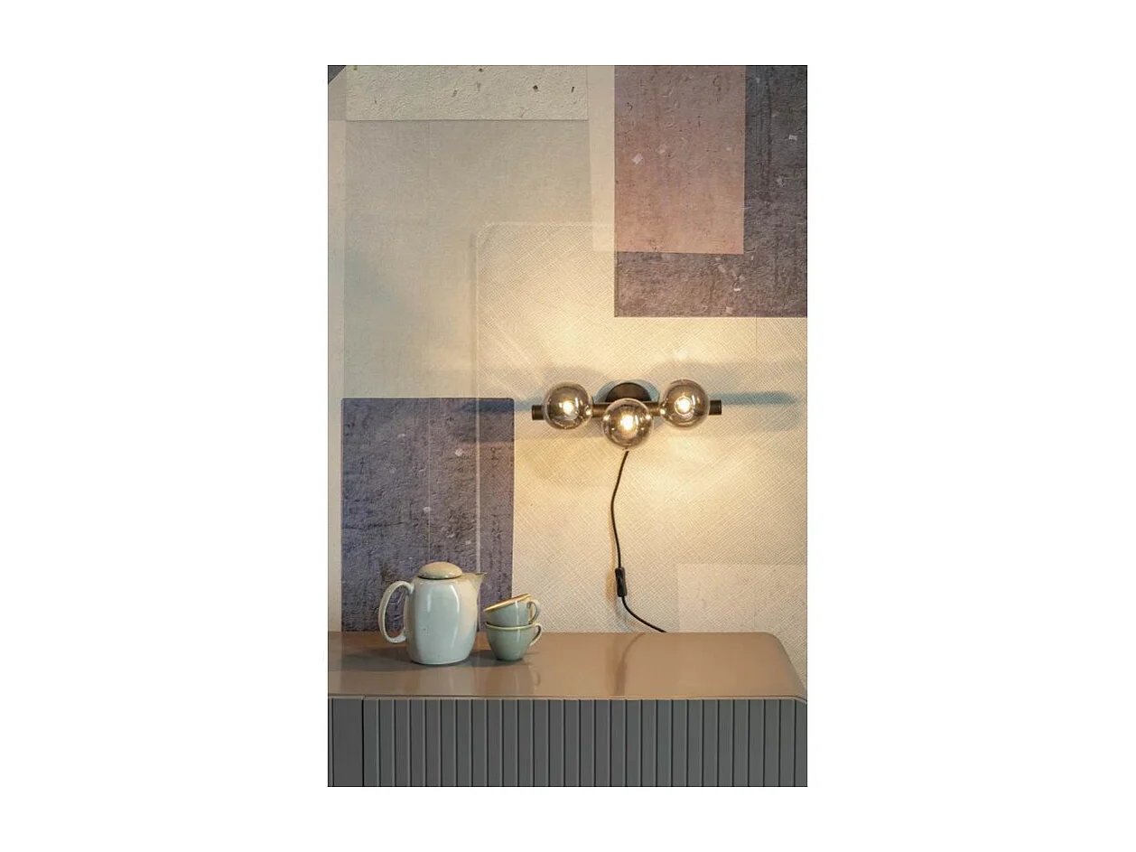 Applique design noir mat 3 boules de verre - Boite à design