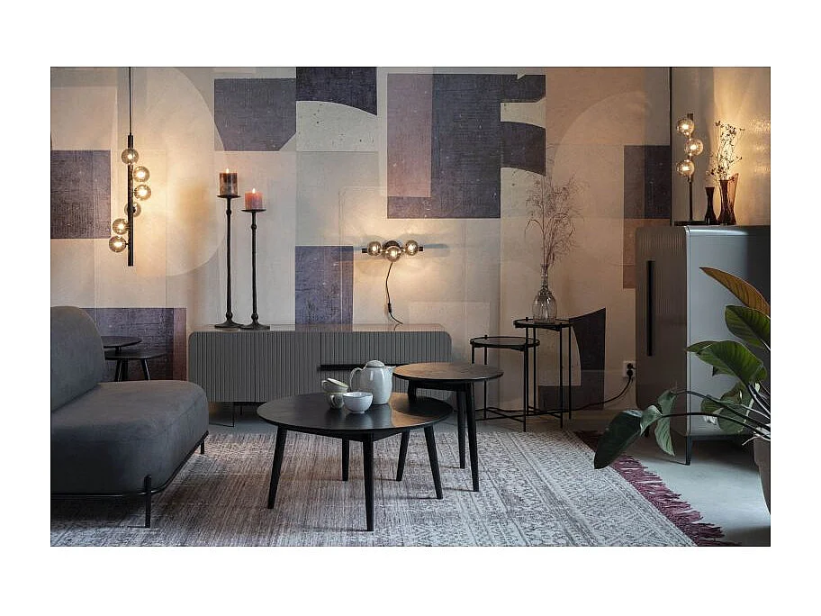 Applique design noir mat 3 boules de verre - Boite à design