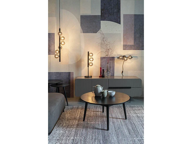 Applique design noir mat 3 boules de verre - Boite à design