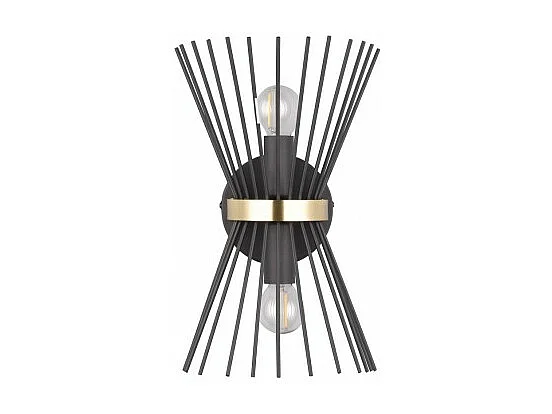 Double applique murale metal or et noir Rod