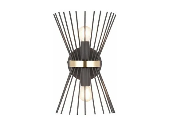 Double applique murale metal or et noir Rod