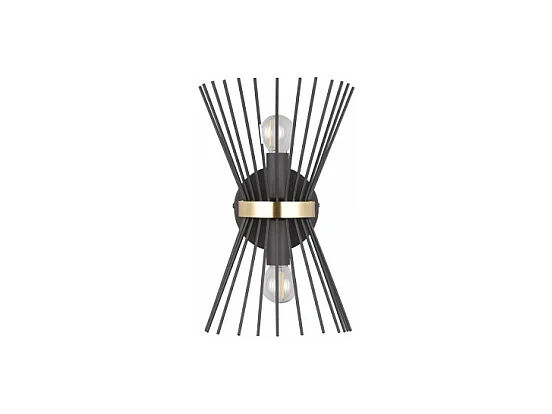 Double applique murale metal or et noir Rod