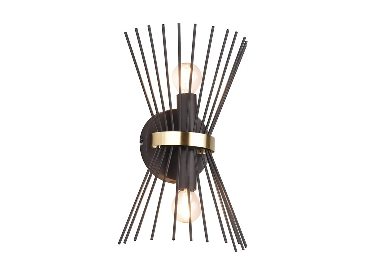 Double applique murale metal or et noir Rod