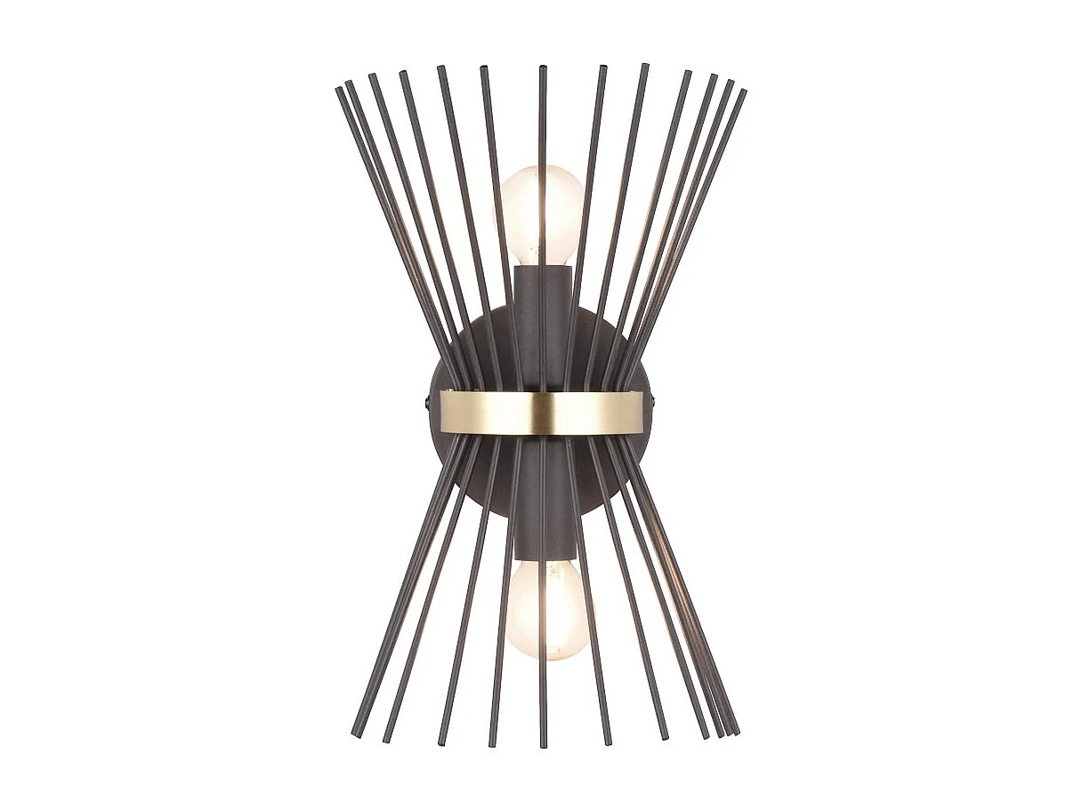 Double applique murale metal or et noir Rod