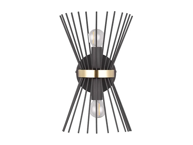 Double applique murale metal or et noir Rod