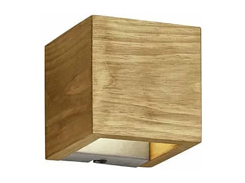 Applique LED cubo bi-emissione, legno, 11x11 cm, Brad