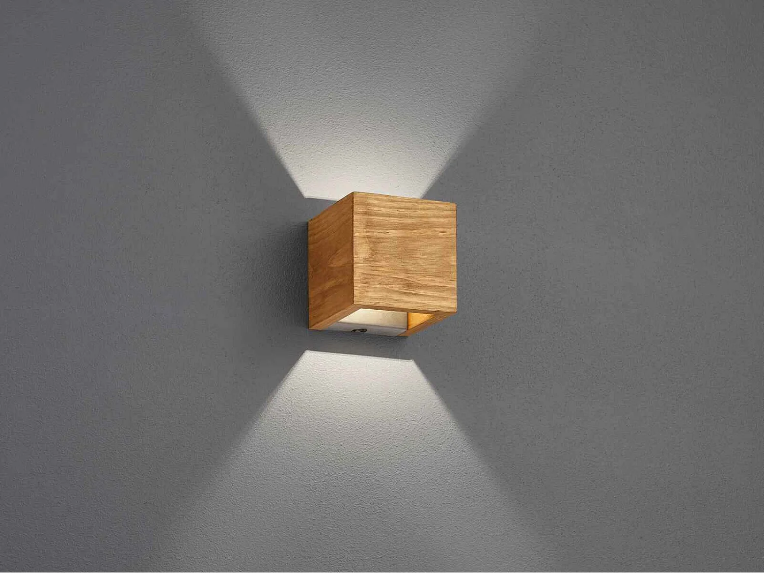 Applique LED cubo bi-emissione, legno, 11x11 cm, Brad