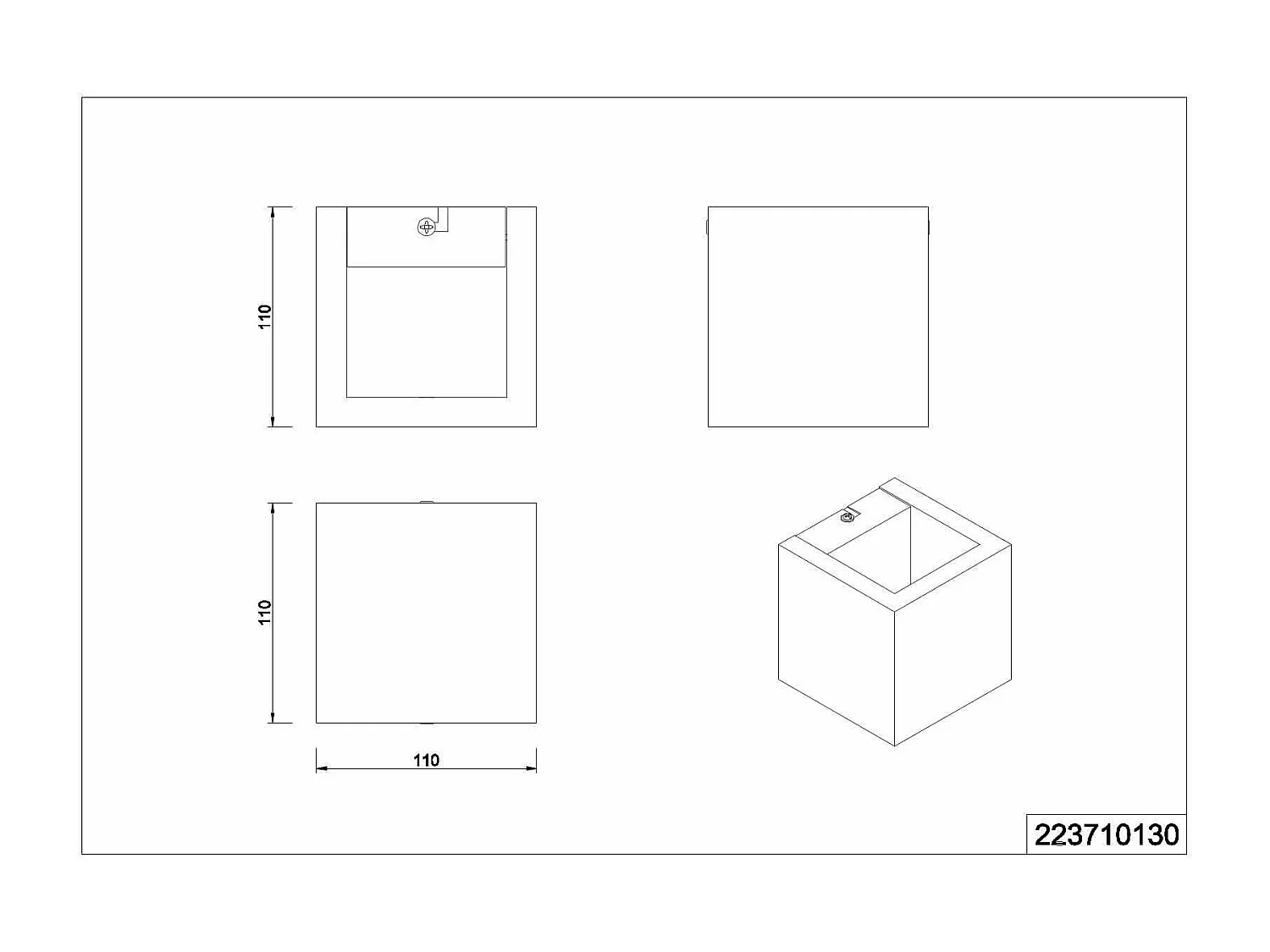 Applique LED cubo bi-emissione, legno, 11x11 cm, Brad