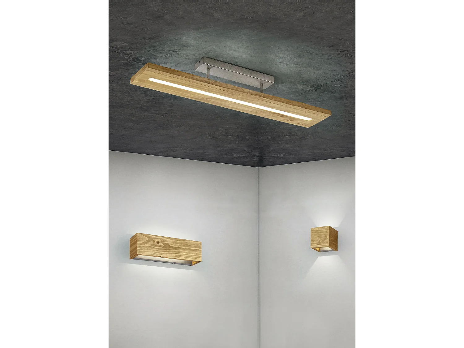 Applique LED rettangolare bi-emissione, legno, L 37 cm, Brad