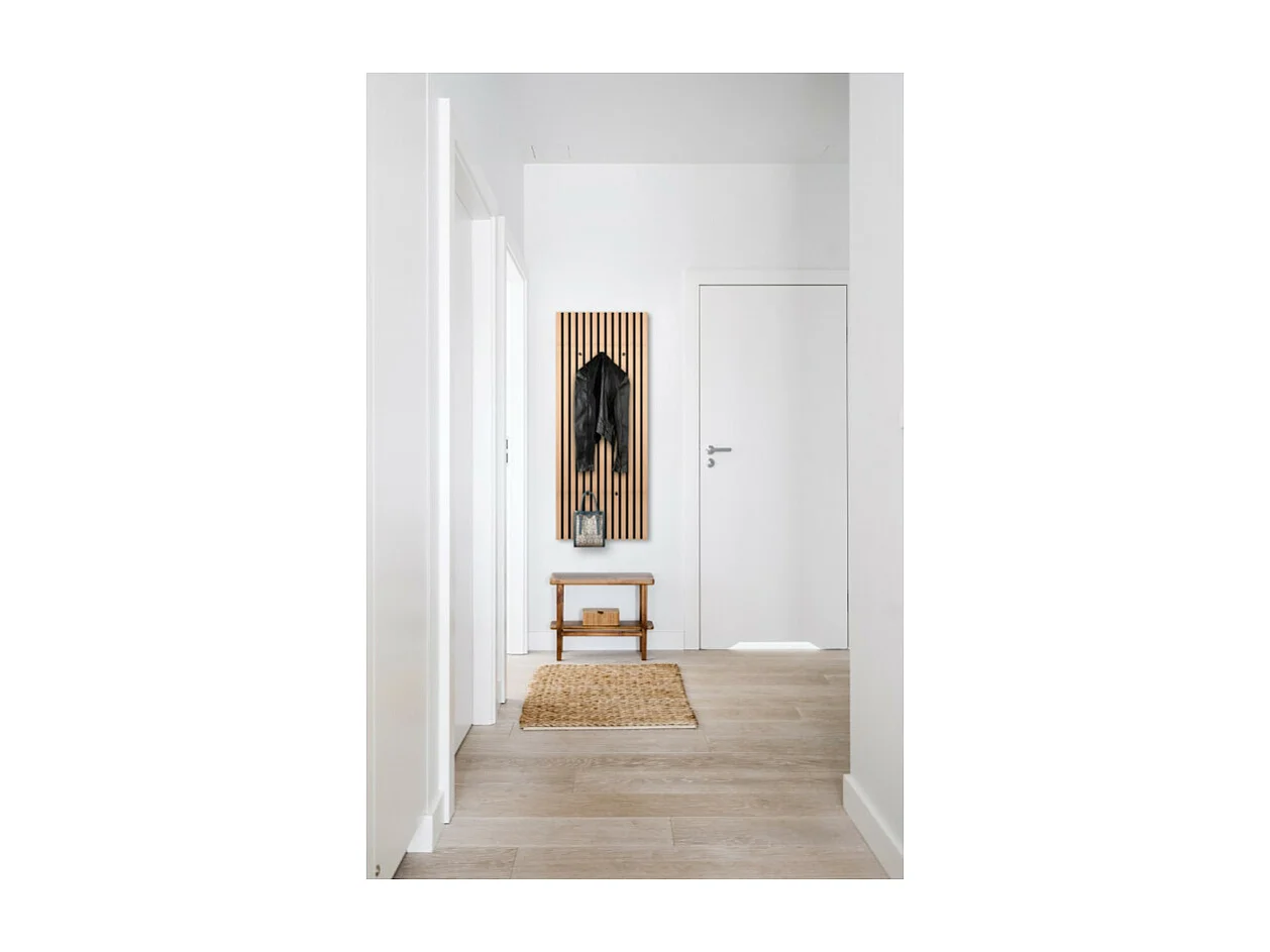 Porte manteau panneau en chêne 5 crochets GRACE