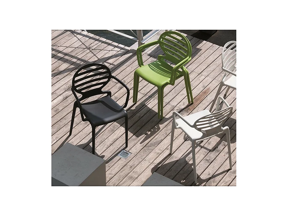 4 Chaises design avec accoudoirs COKKA - Lot de 4 - extérieur et interieur