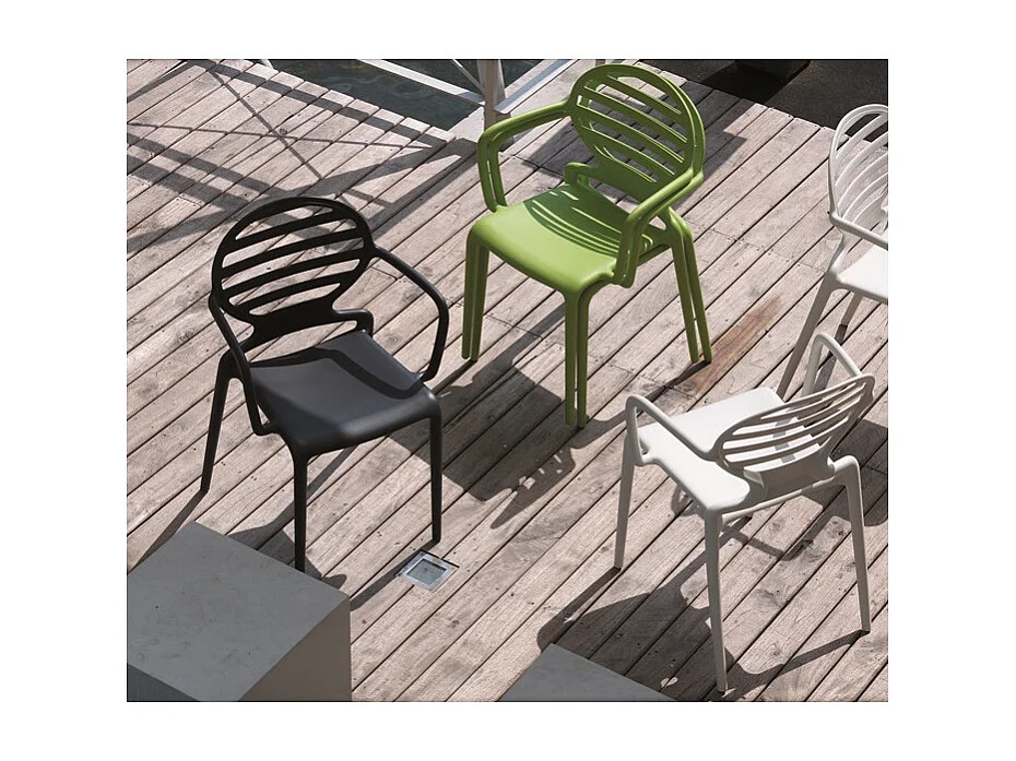 4 Chaises design avec accoudoirs COKKA - Lot de 4 - extérieur et interieur
