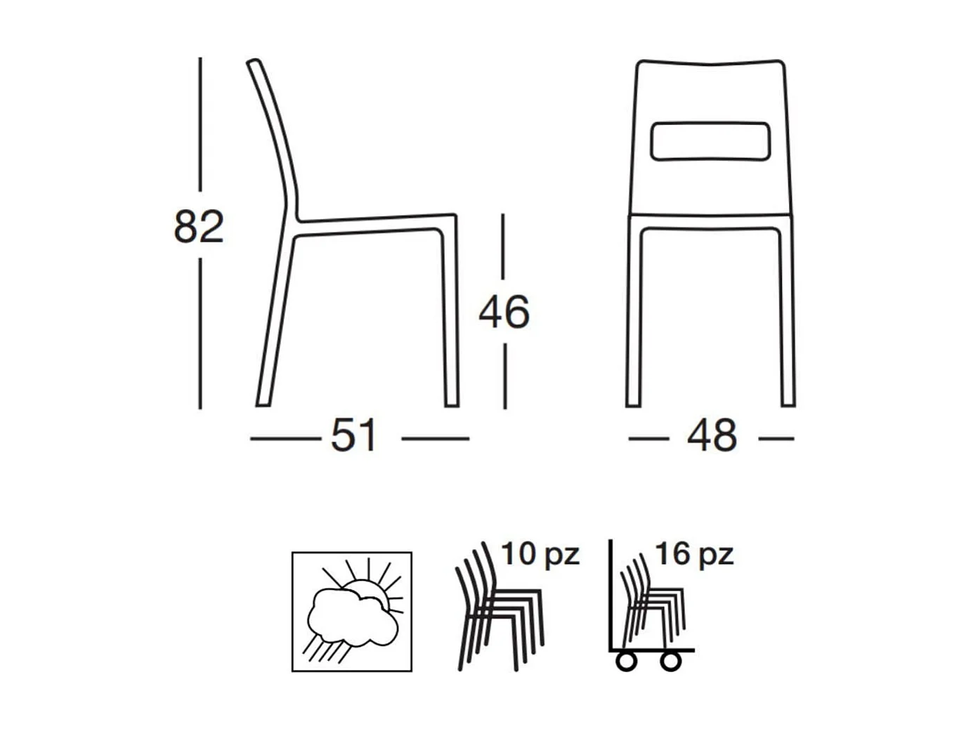 6 chaise SAI, Plastique, Blanc
