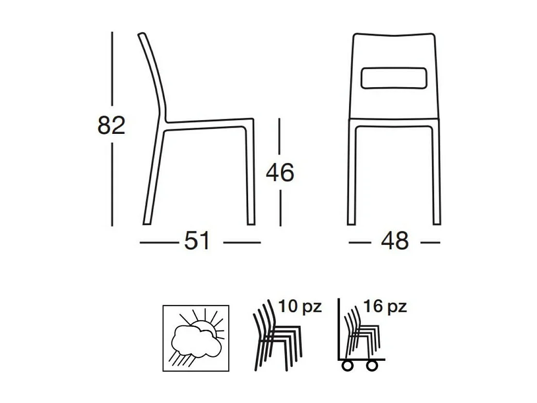 6 chaise SAI, Plastique, Bleu
