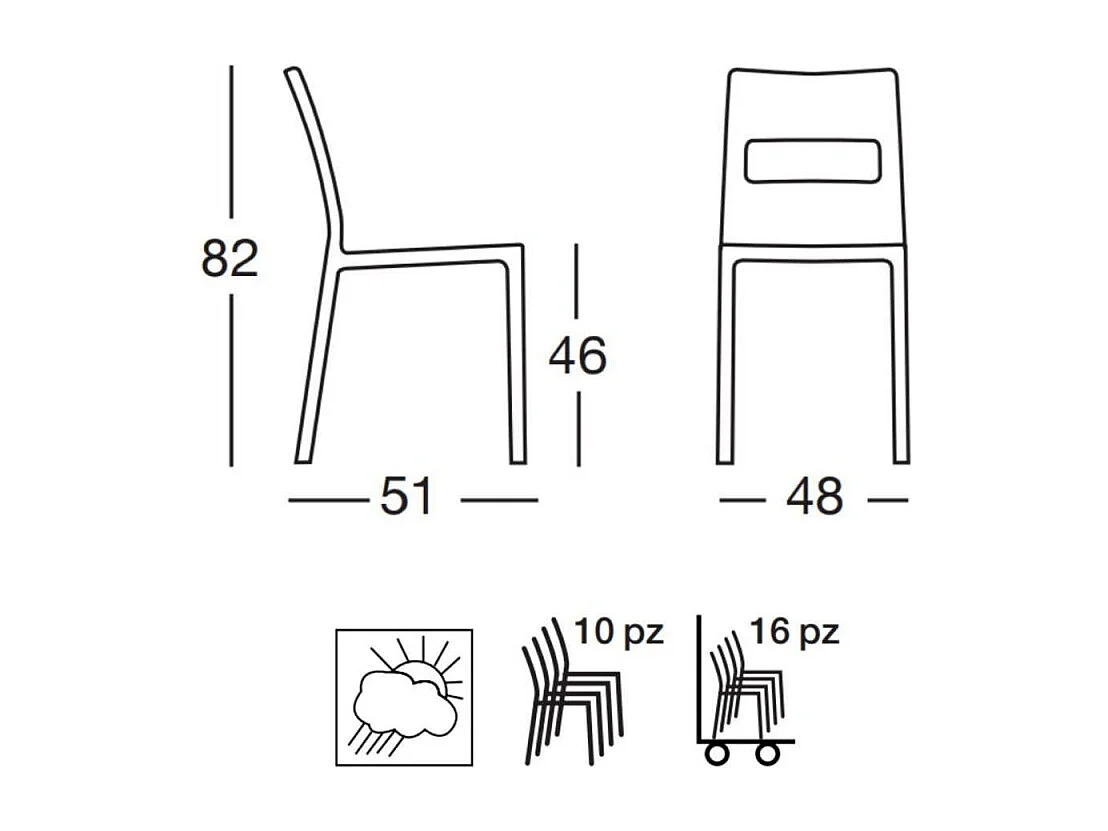 6 chaise SAI, Plastique, Vert
