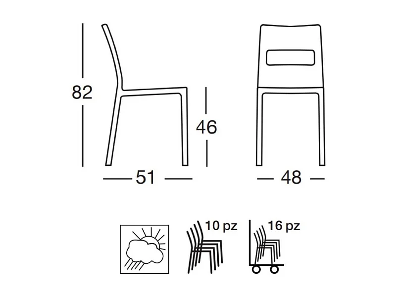 6 chaise SAI, Plastique, Marron