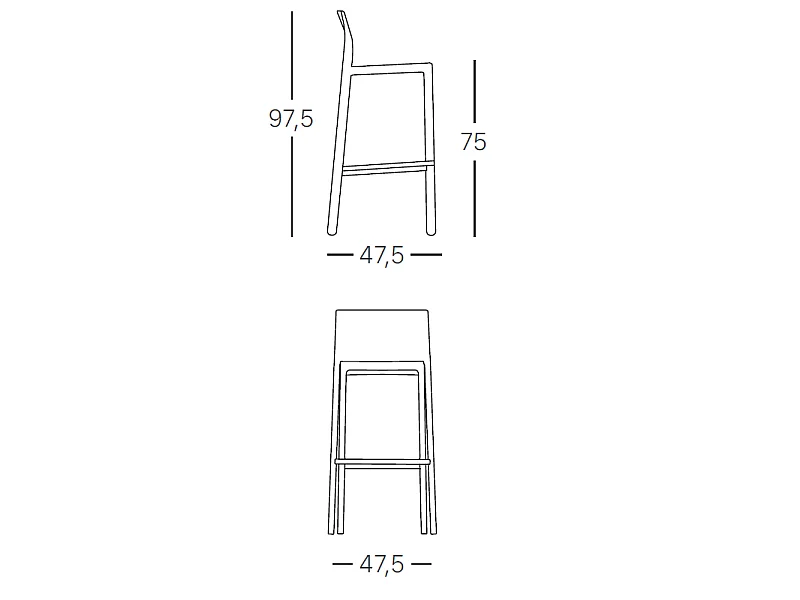 Tabouret de bar en plastique coloré indoor / outdoor 75 cm - Kate