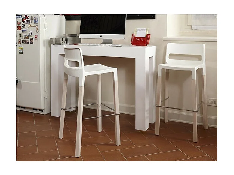 Tabouret de bar design pieds hêtre - NATURAL DIVO - deco design