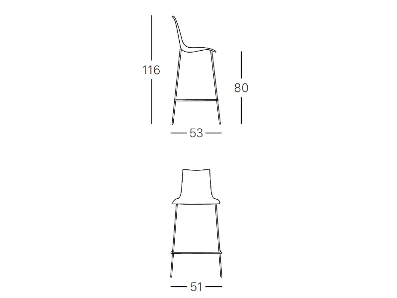 2 Tabourets de bar design - ZEBRA TECHNOPOLYMER 80cm - lot de 2