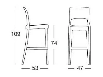 Tabouret de bar design - ISY ANTISHOCK - extérieur et interieur
