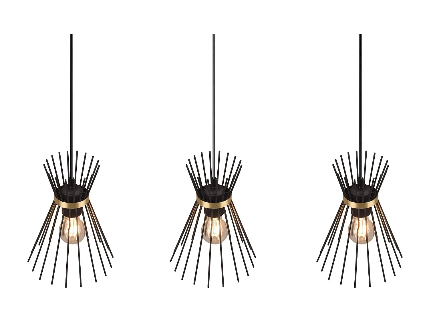 Suspension de plafond metal or et noir Rod