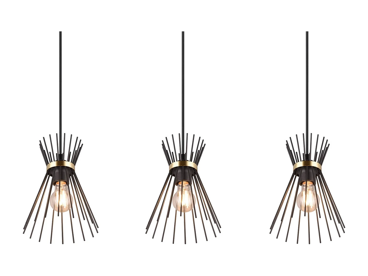 Suspension de plafond metal or et noir Rod