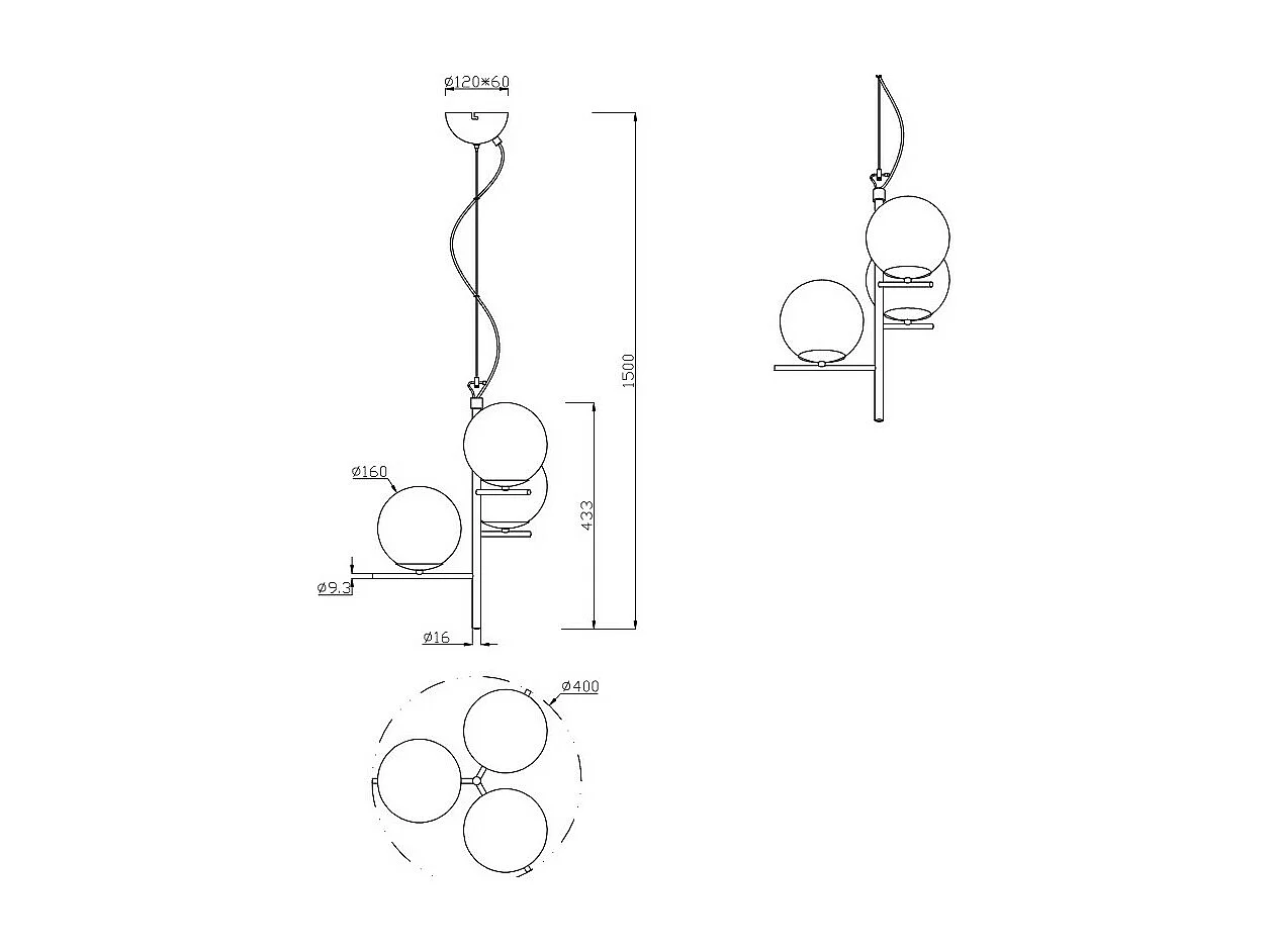 Suspension en verre et métal Pure