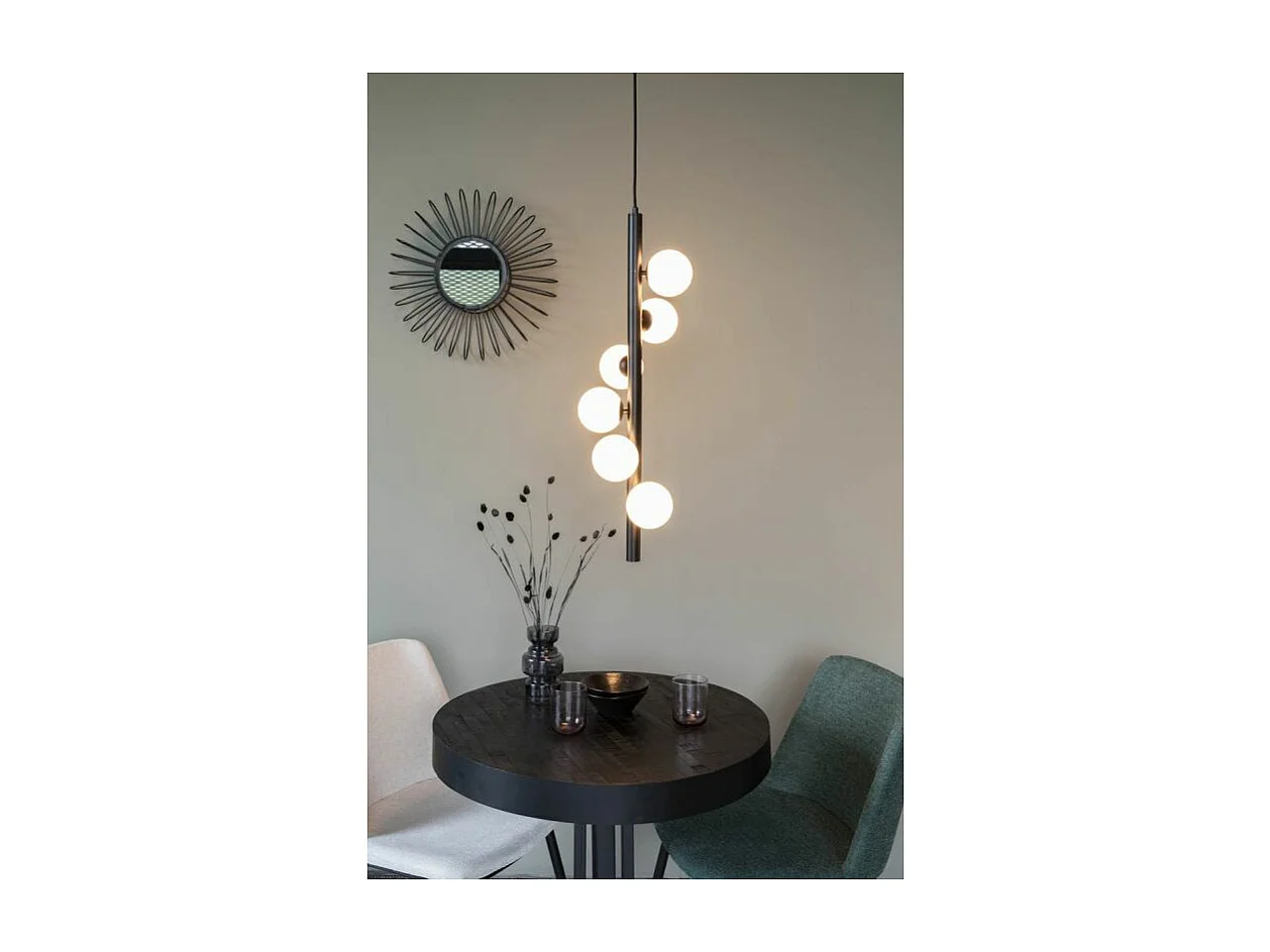 Suspension design noir mate avec 6 boules en verre