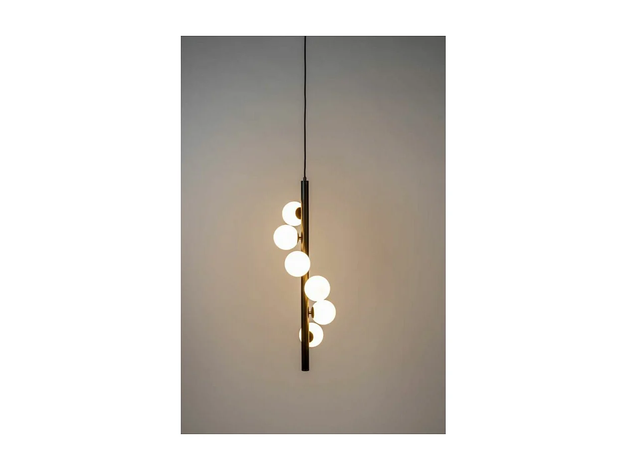 Suspension design noir mate avec 6 boules en verre