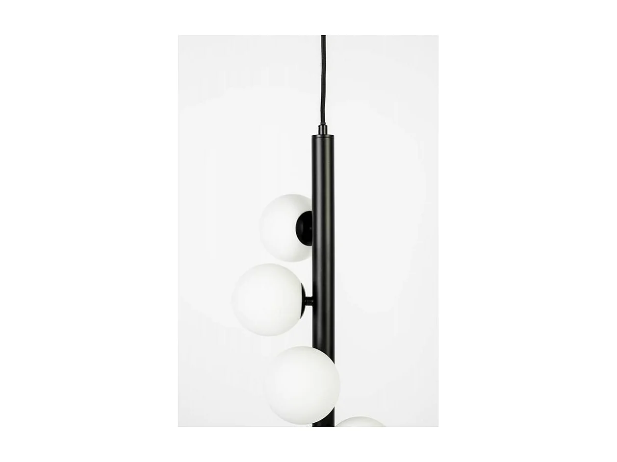 Suspension design noir mate avec 6 boules en verre