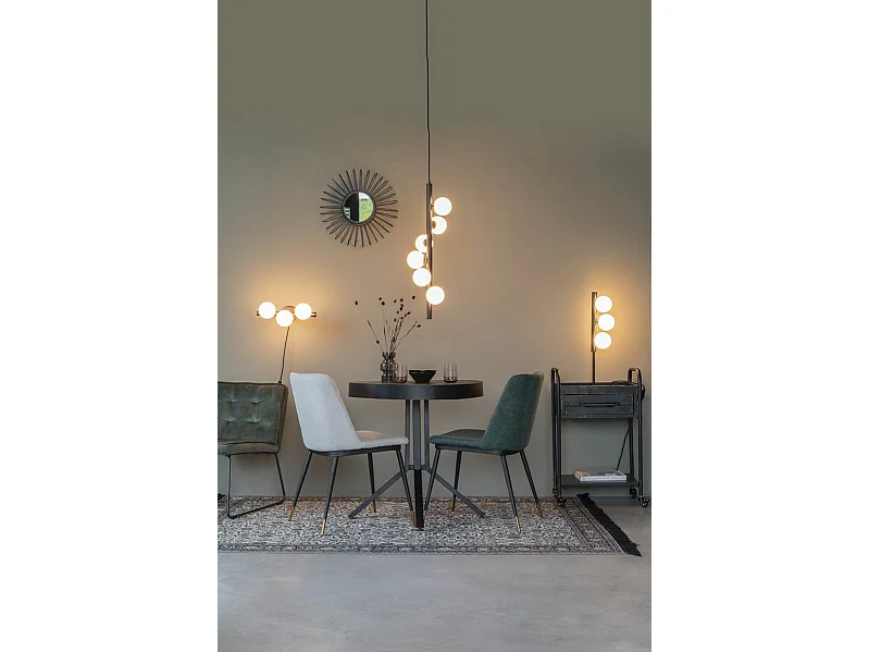 Suspension design noir mate avec 6 boules en verre