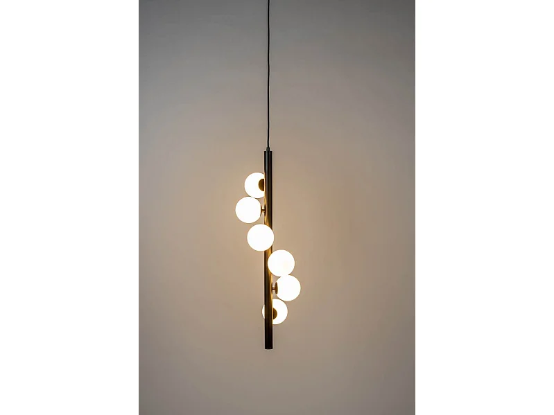 Suspension design noir mate avec 6 boules en verre