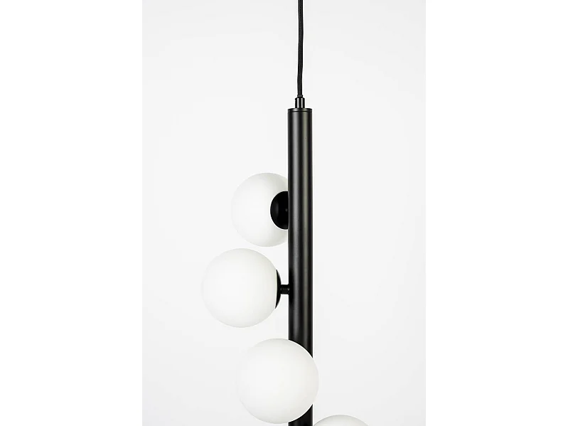 Suspension design noir mate avec 6 boules en verre