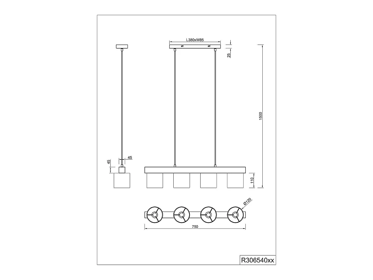 Hanglamp CAMERON - 0x0x150 cm - Naturel