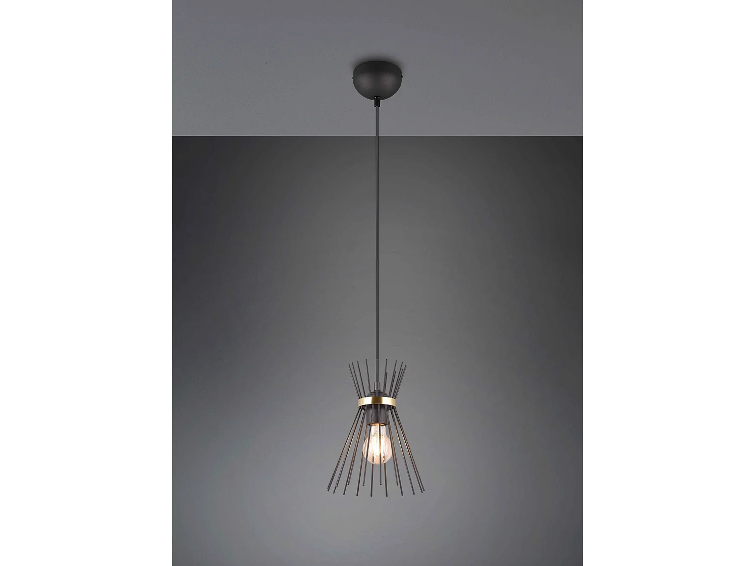 Suspension de plafond metal or et noir Rod