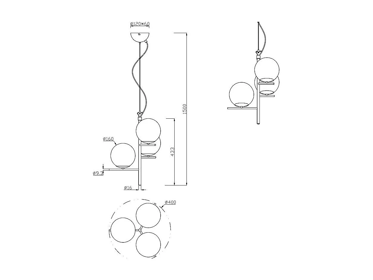 Suspension en verre et métal Pure