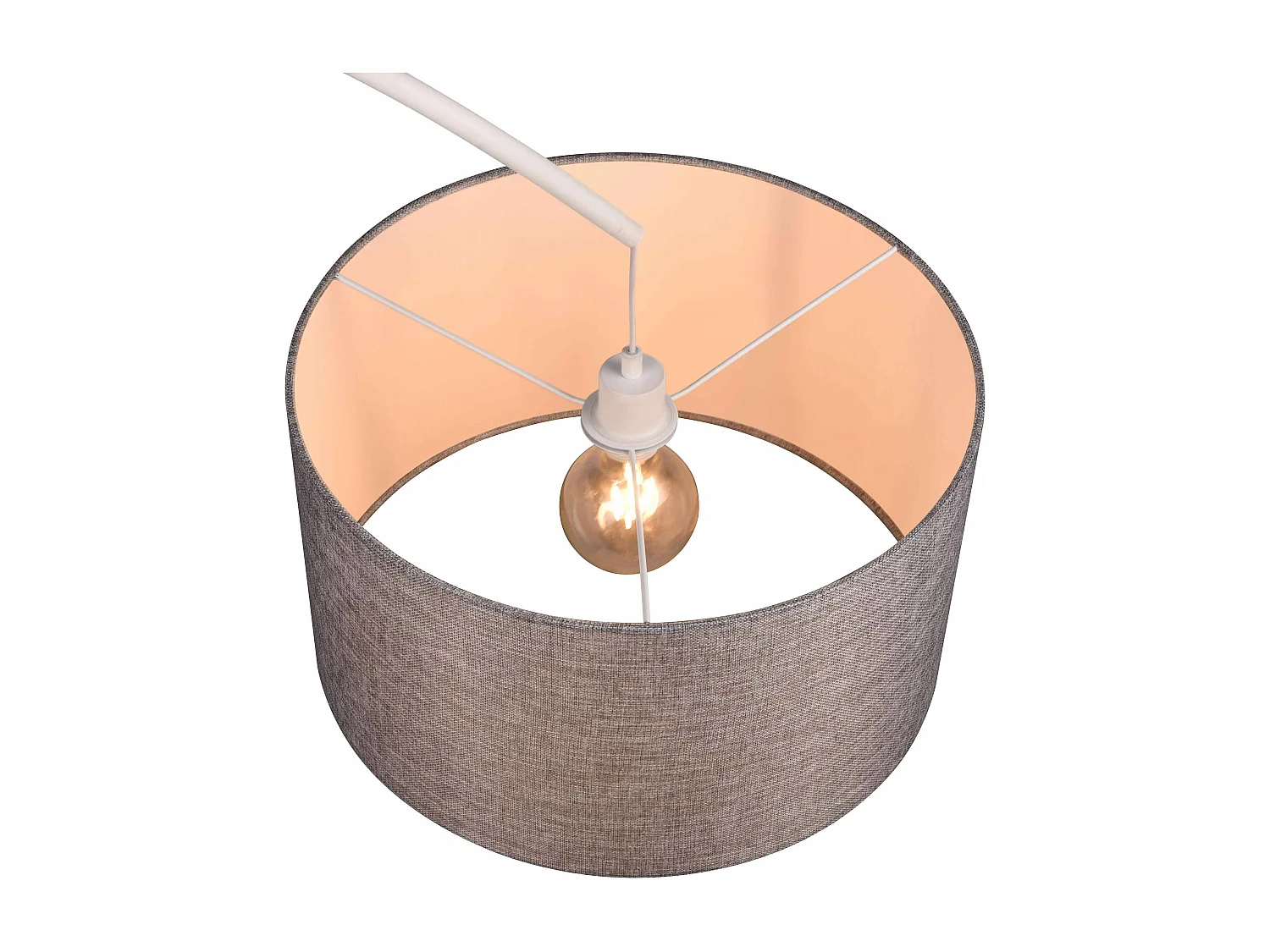 Lampadaire métal abat jour tissu en arc Mansur