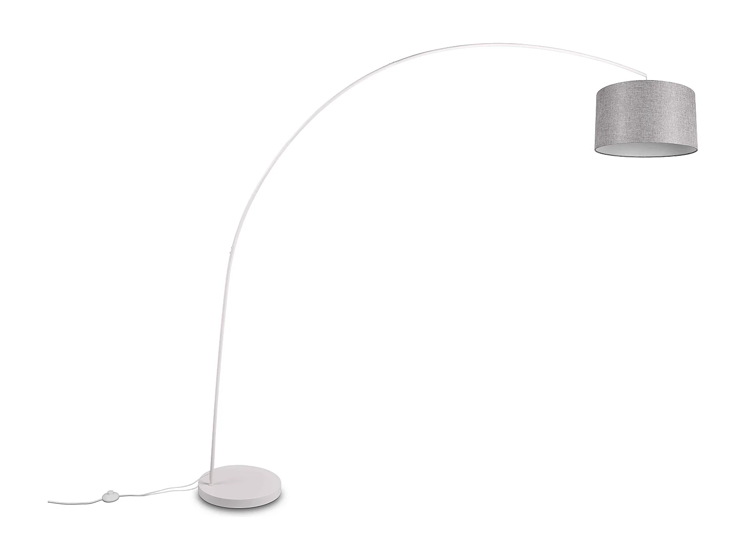 Lampadaire métal abat jour tissu en arc Mansur