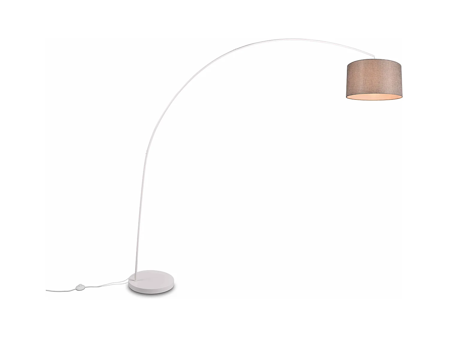 Lampadaire métal abat jour tissu en arc Mansur