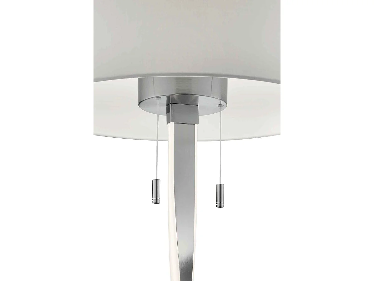 Piantana con paralume, metallo e tessuto, bianco e acciaio, H 160 cm, Nandor