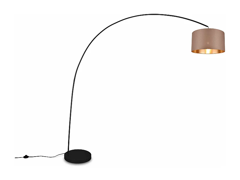 Piantana ad arco, metallo, nero e tortora, H 210 cm, Mansur