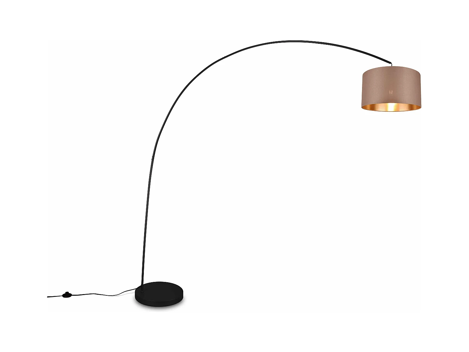 Piantana ad arco, metallo, nero e tortora, H 210 cm, Mansur