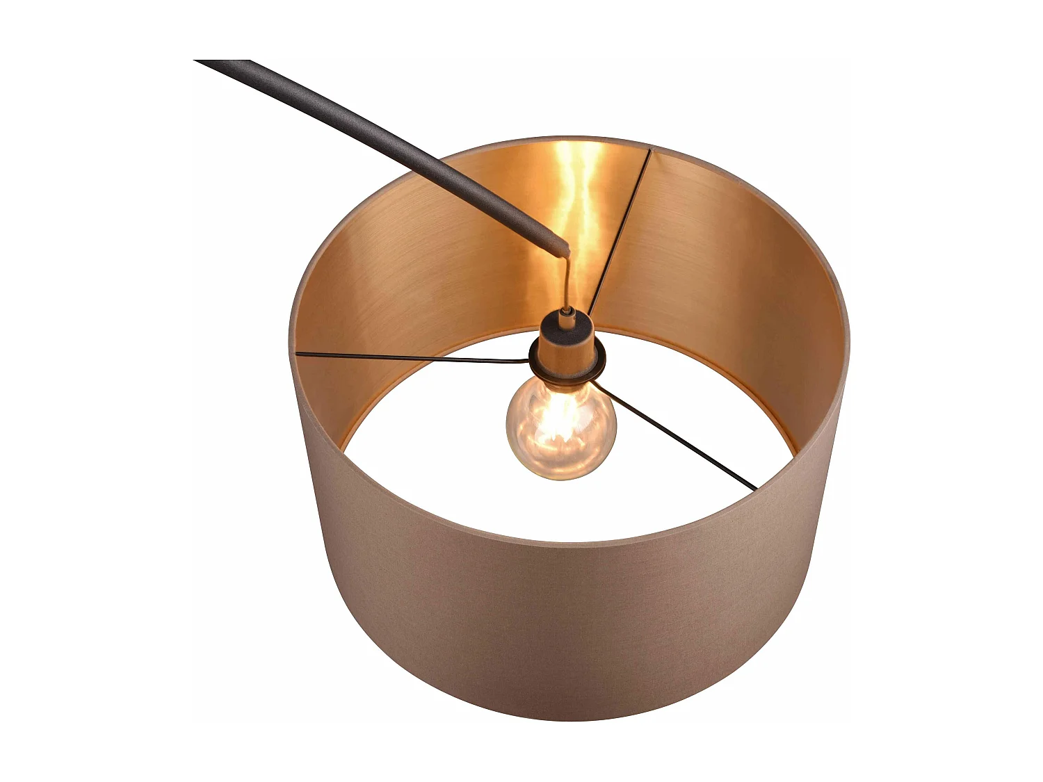 Lampadaire métal abat jour tissu en arc Mansur