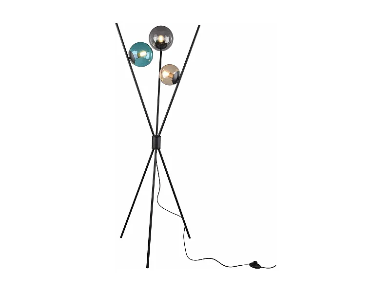 Piantana 3 aste, metallo e vetro, multicolor, H 156 cm, Lance