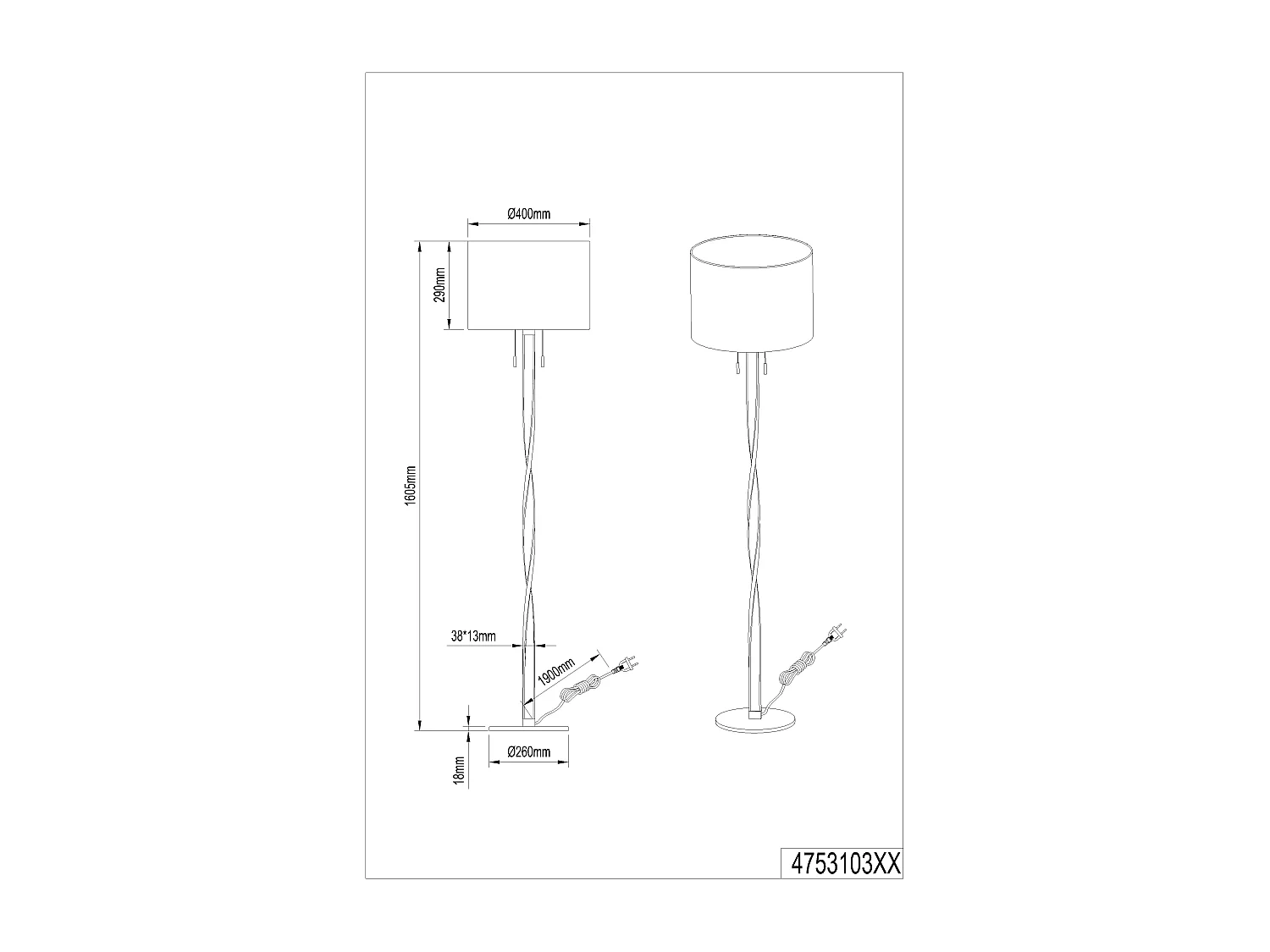 Lampe de sol 2 éclairages Nandor